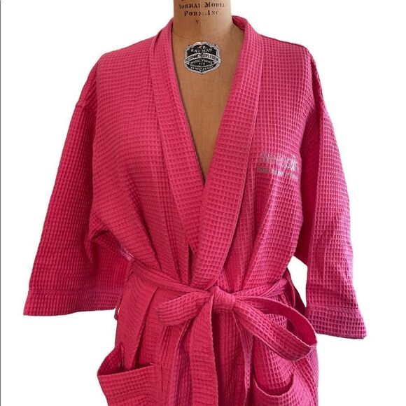 Pink Waffle cotton mix Bathrobe - Picture 9 of 11